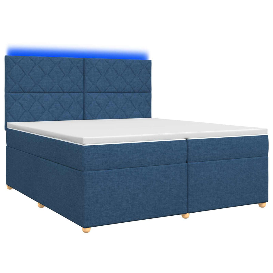 Boxspringbed met matras met hoofdeinde Blauw 200 x 200 cm Stof