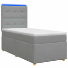 LED Boxspring Bed met Matras Lichtgrijs 90 x 190 cm Stof