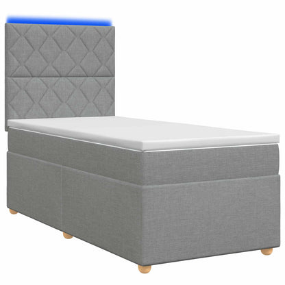 LED Boxspring Bed met Matras Lichtgrijs 90 x 190 cm Stof