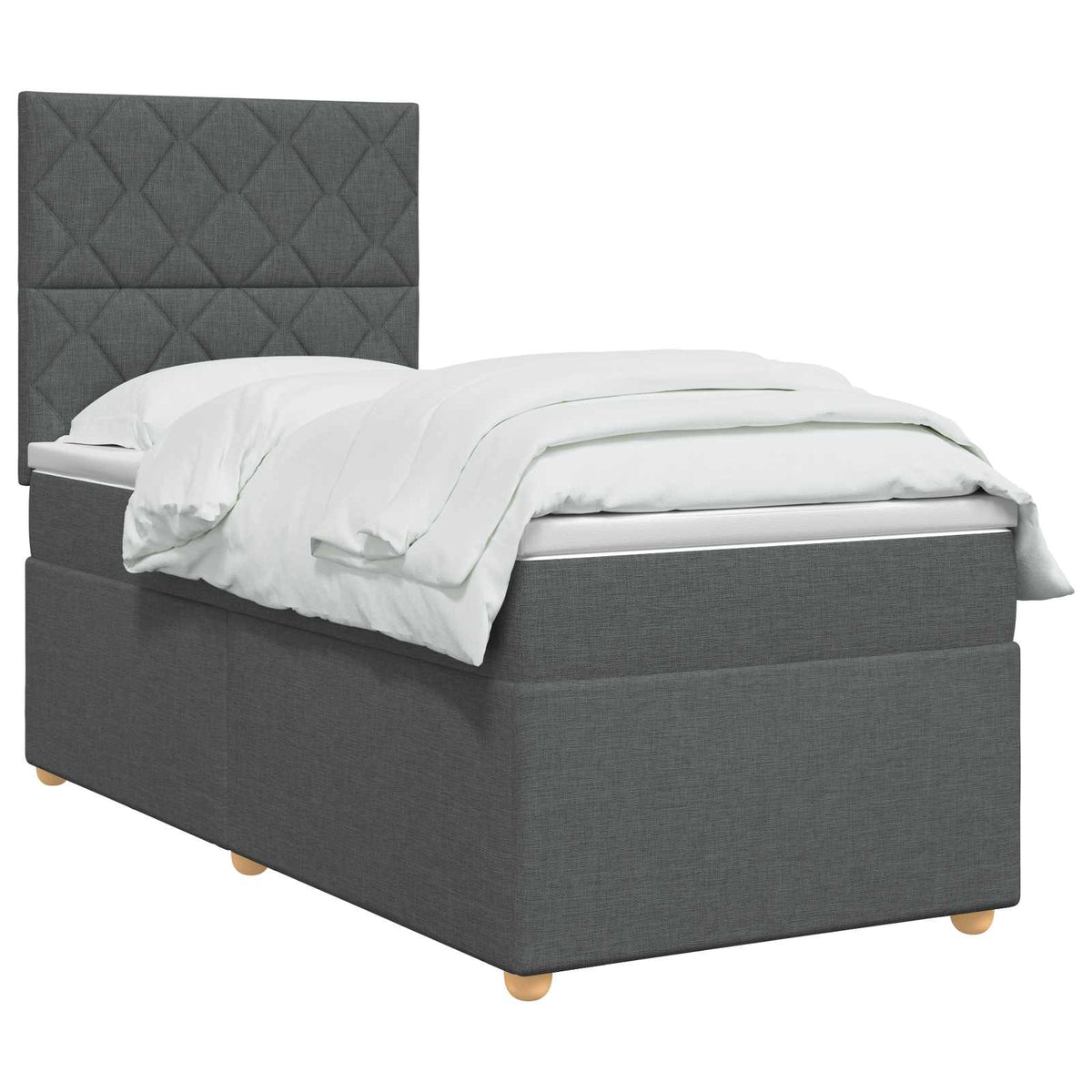LED Boxspring Bed met Matras Donkergrijs 90 x 190 cm Stof