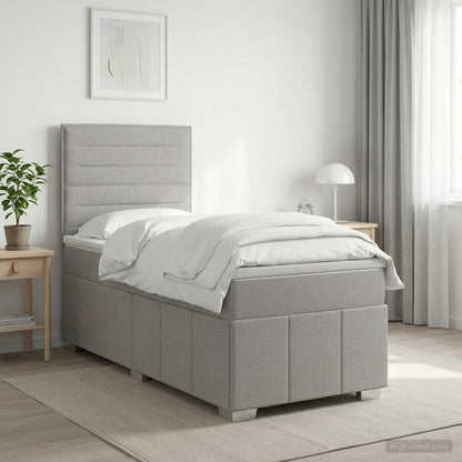 LED Boxspring Bed met Matras Lichtgrijs 90 x 200 cm Stof