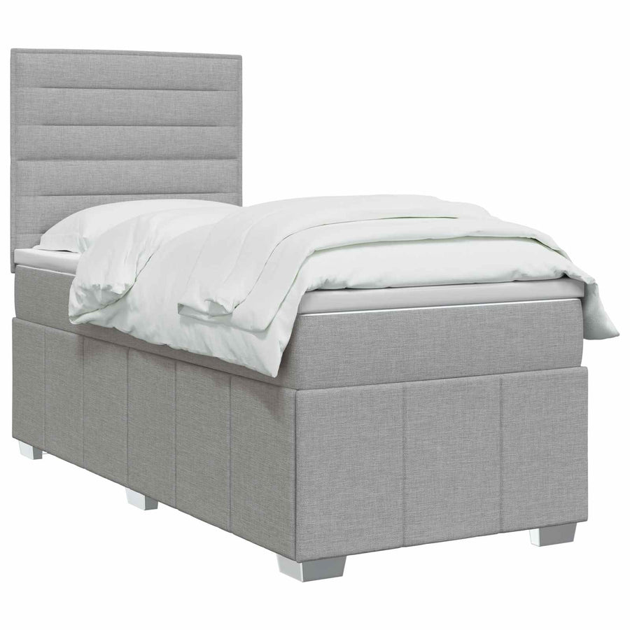 LED Boxspring Bed met Matras Lichtgrijs 80 x 200 cm Stof