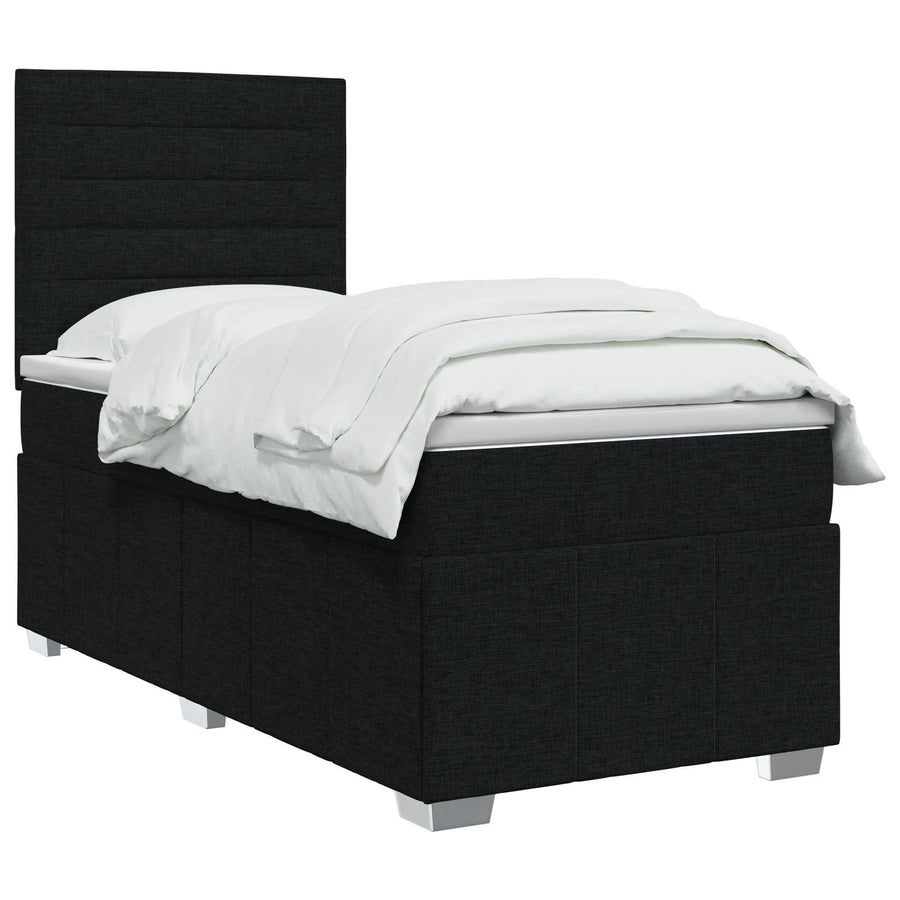 LED Boxspring Bed met Matras Zwart 80 x 200 cm Stof