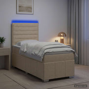 Boxspringbed met LED 80x200 cm crèmekleurig