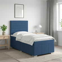 LED Boxspring Bed met Matras Blauw 100 x 200 cm Stof