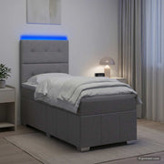 Boxspring bed 100x200 cm lichtgrijs met matras en LED