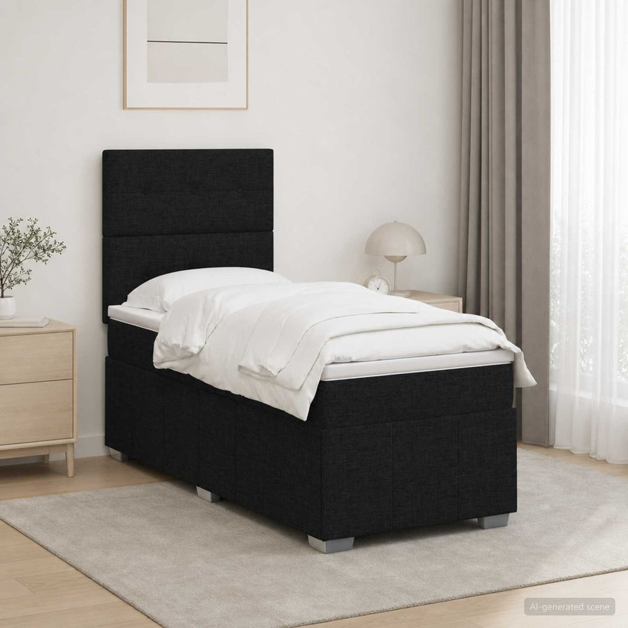 LED Boxspring Bed met Matras Zwart 100 x 200 cm Stof