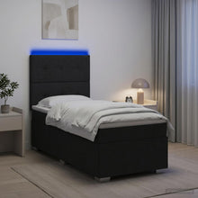 LED Boxspring Bed met Matras Zwart 100 x 200 cm Stof