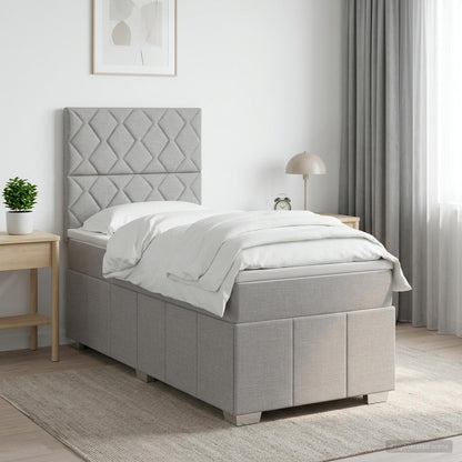 LED Boxspring Bed met Matras Lichtgrijs 80 x 200 cm Stof