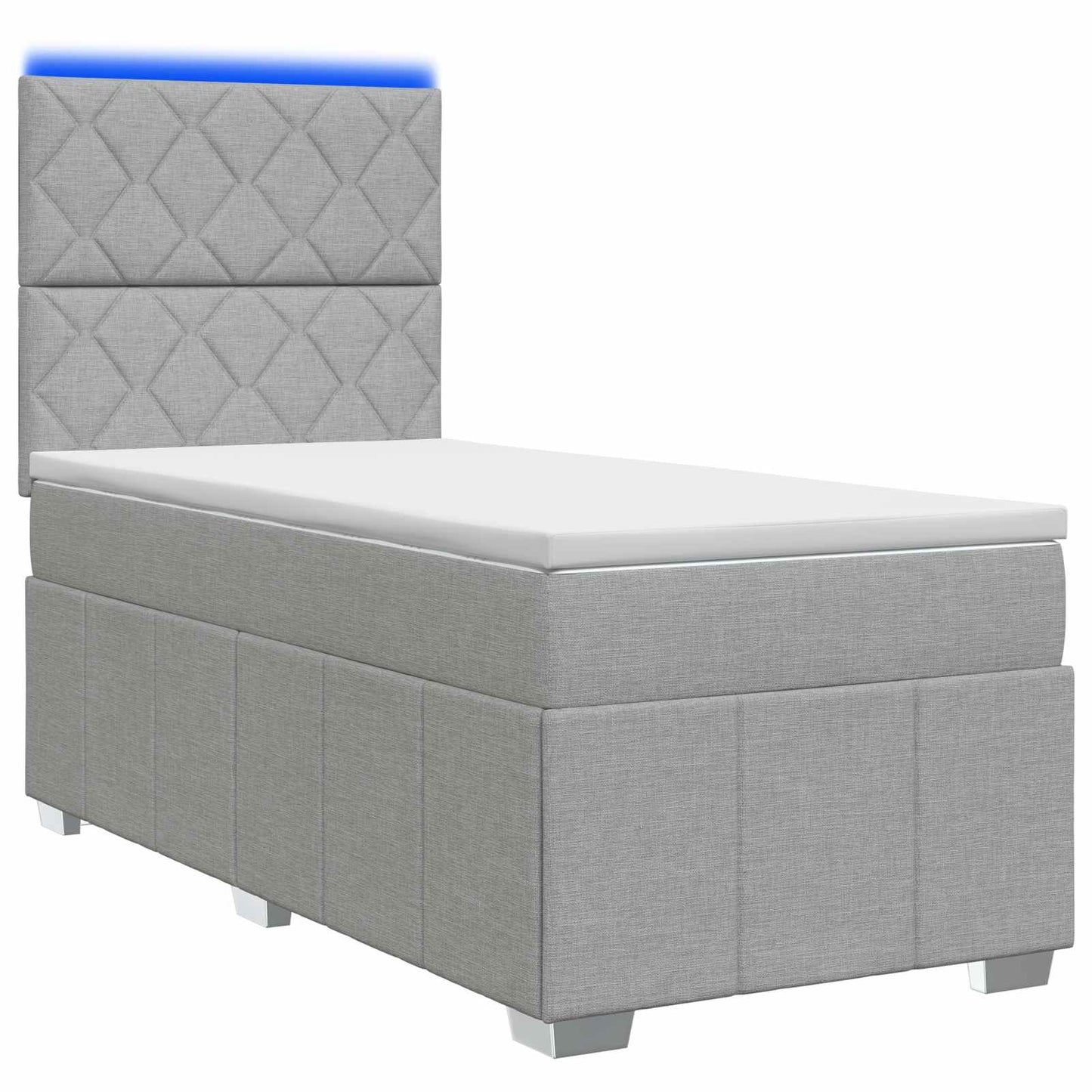 LED Boxspring Bed met Matras Lichtgrijs 80 x 200 cm Stof