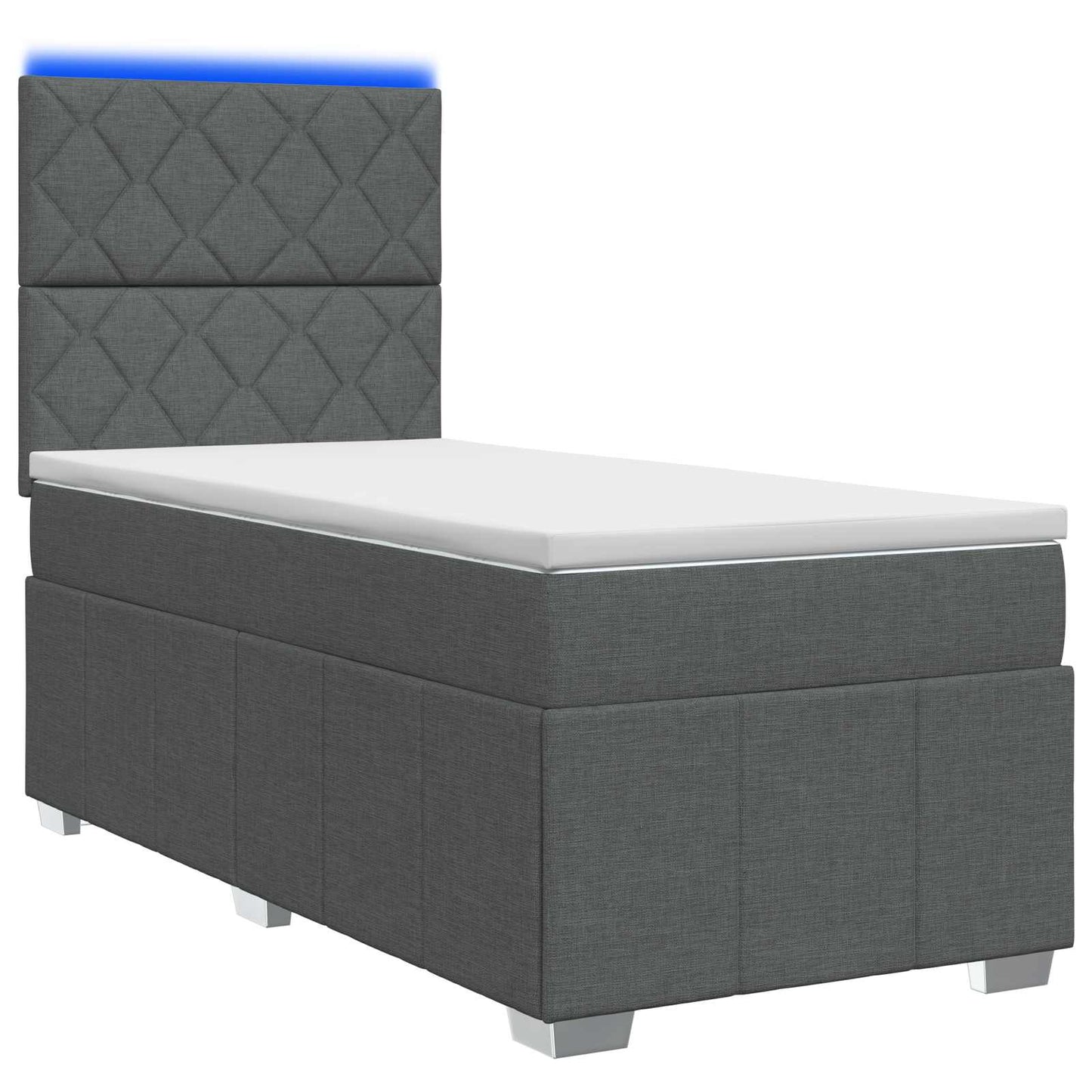 LED Boxspring Bed met Matras Donkergrijs 80 x 200 cm Stof