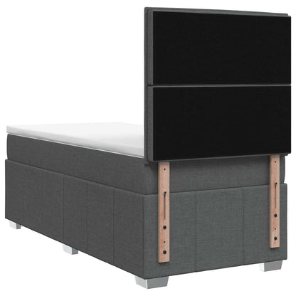 LED Boxspring Bed met Matras Donkergrijs 80 x 200 cm Stof