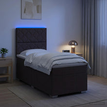 LED Boxspring Bed met Matras Donkerbruin 90 x 200 cm Stof