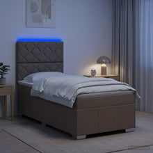 LED Boxspring Bed met Matras Taupe 100 x 200 cm Stof