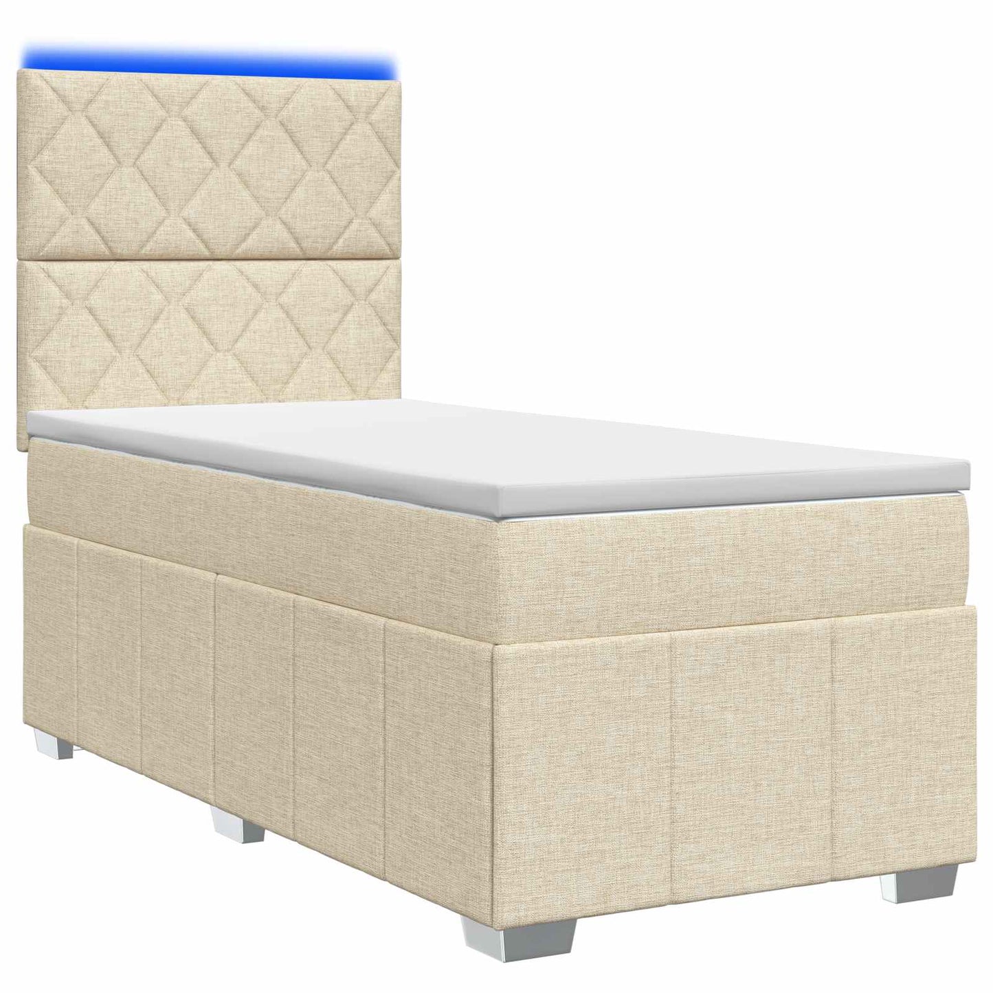 LED Boxspring Bed met Matras Crèmekleurig 80 x 200 cm Stof