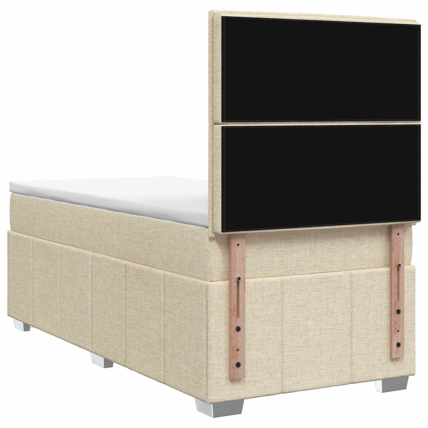 LED Boxspring Bed met Matras Crèmekleurig 80 x 200 cm Stof