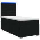 LED Boxspring Bed met Matras Zwart 90 x 190 cm Stof