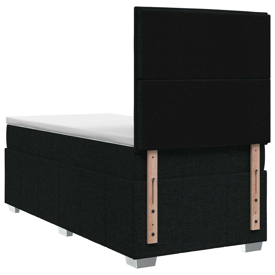 LED Boxspring Bed met Matras Zwart 90 x 190 cm Stof