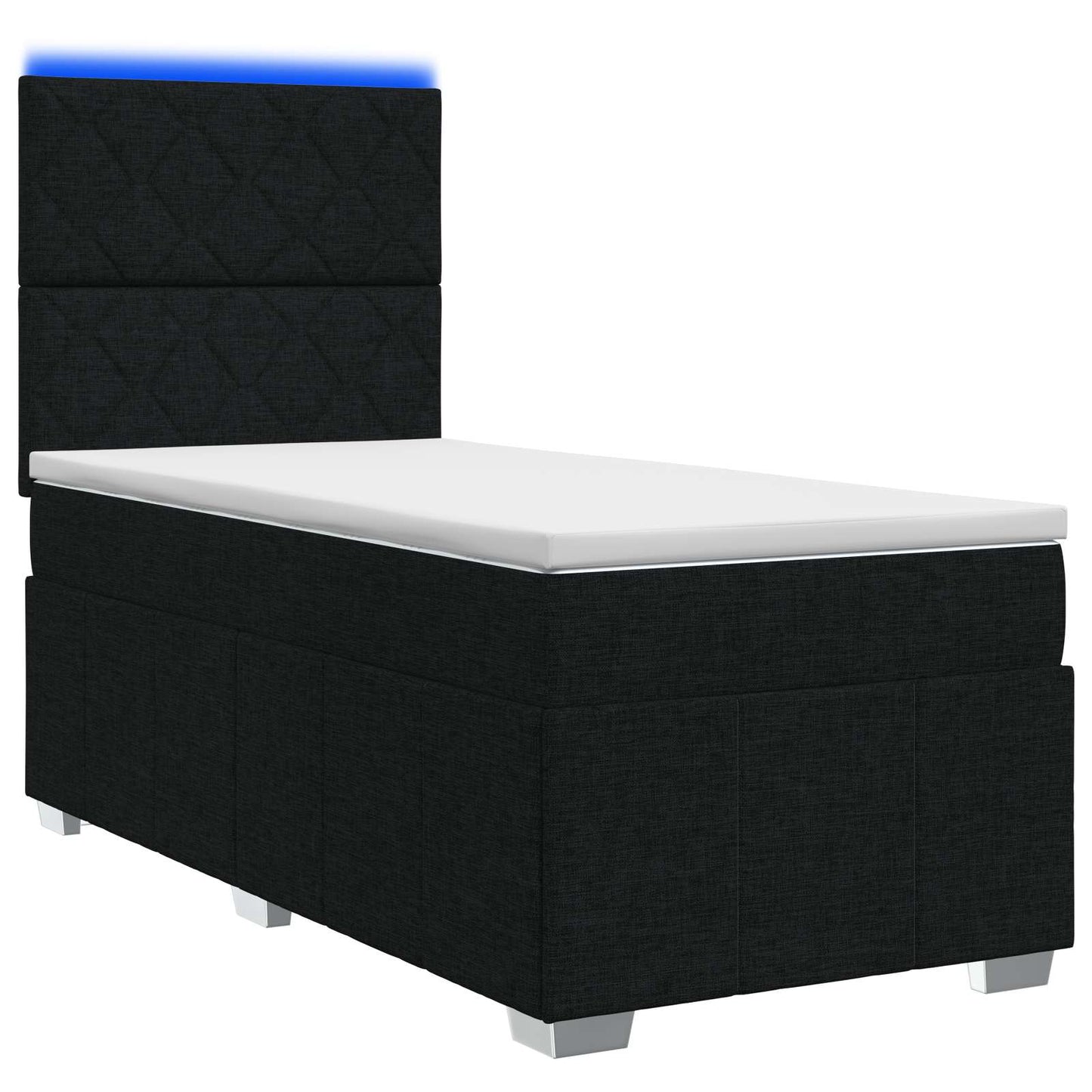 LED Boxspring Bed met Matras Zwart 90 x 190 cm Stof