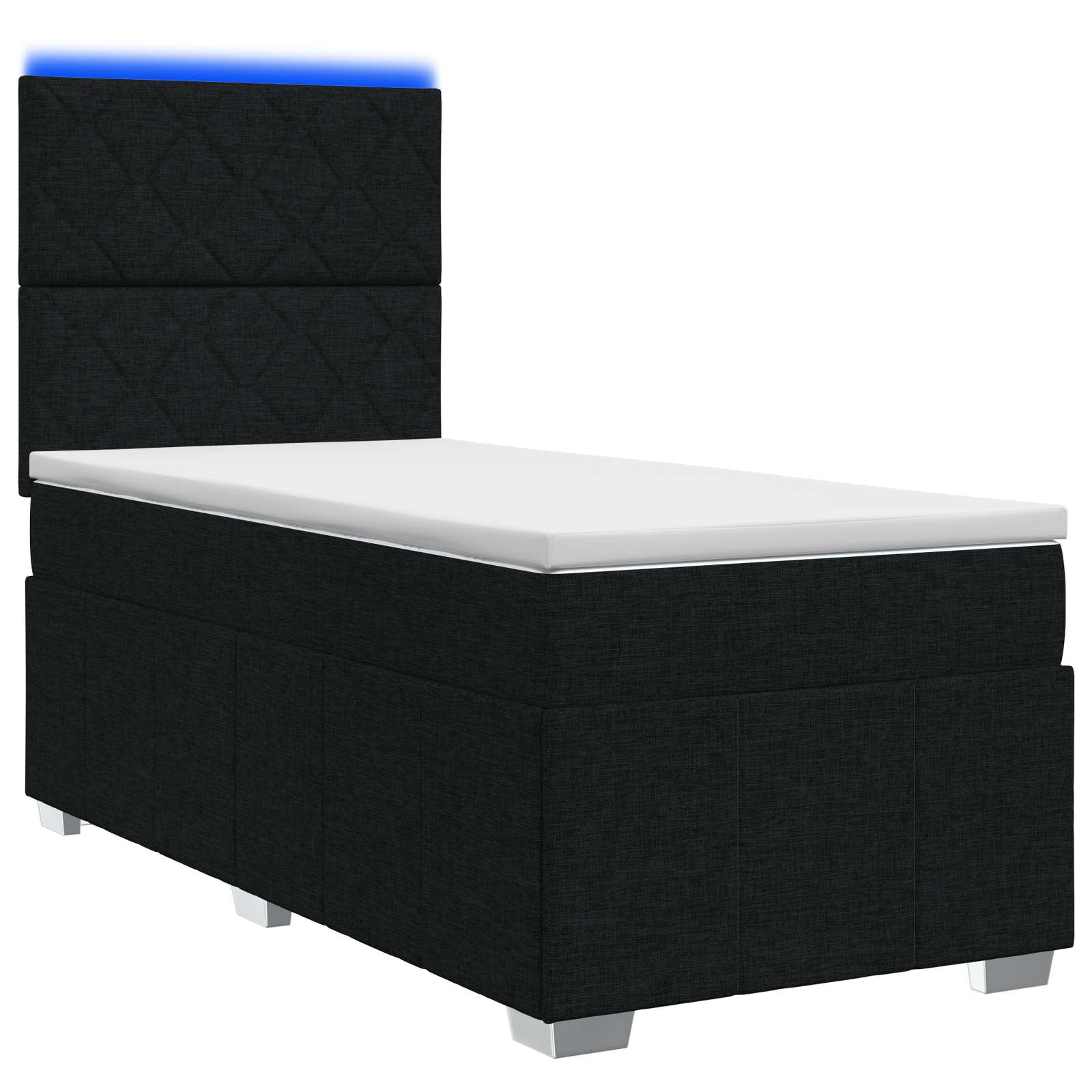 LED Boxspring Bed met Matras Zwart 90 x 190 cm Stof