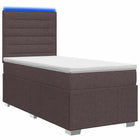 Boxspring bed 90x200 cm donkerbruin met LED en matras