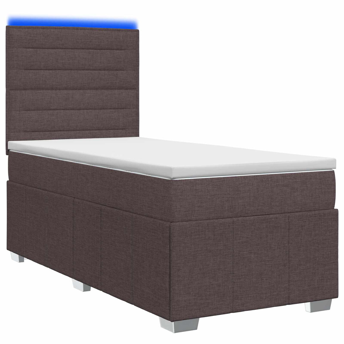 LED Boxspring Bed met Matras Donkerbruin 90 x 200 cm Stof