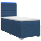 LED Boxspring Bed met Matras Blauw 90 x 200 cm Stof