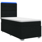 LED Boxspring Bed met Matras Zwart 90 x 200 cm Stof