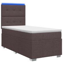 LED Boxspring Bed met Matras Donkerbruin 90 x 200 cm Stof