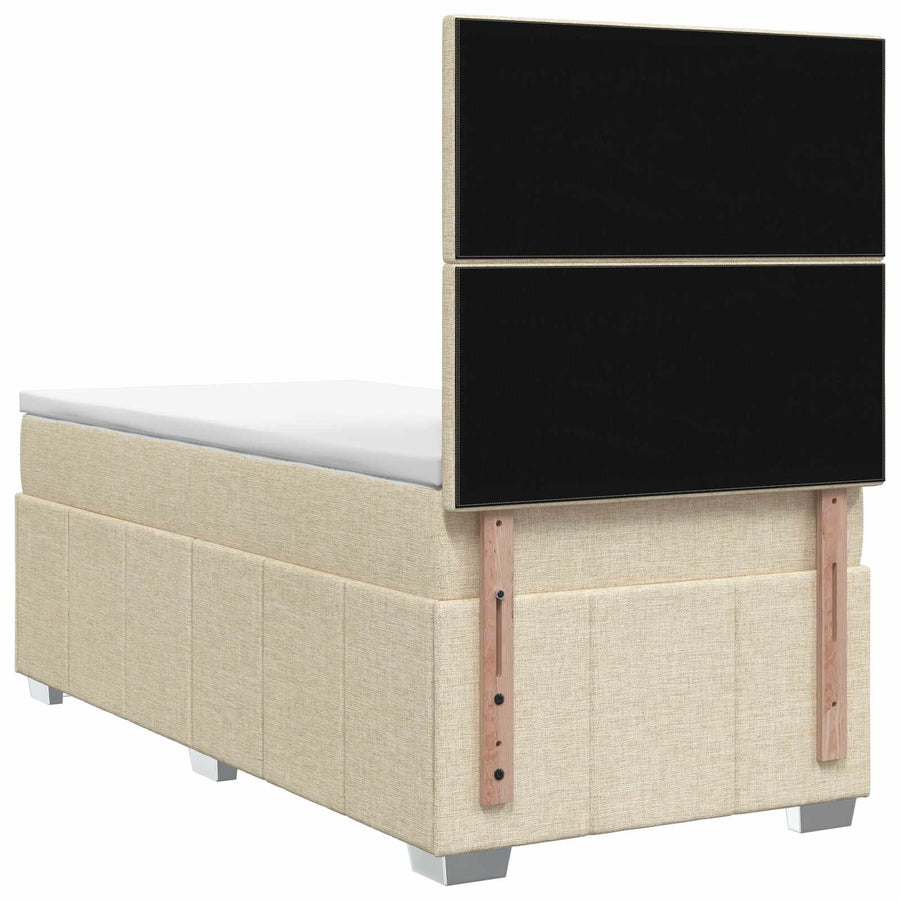 LED Boxspring Bed met Matras Crèmekleurig 90 x 200 cm Stof
