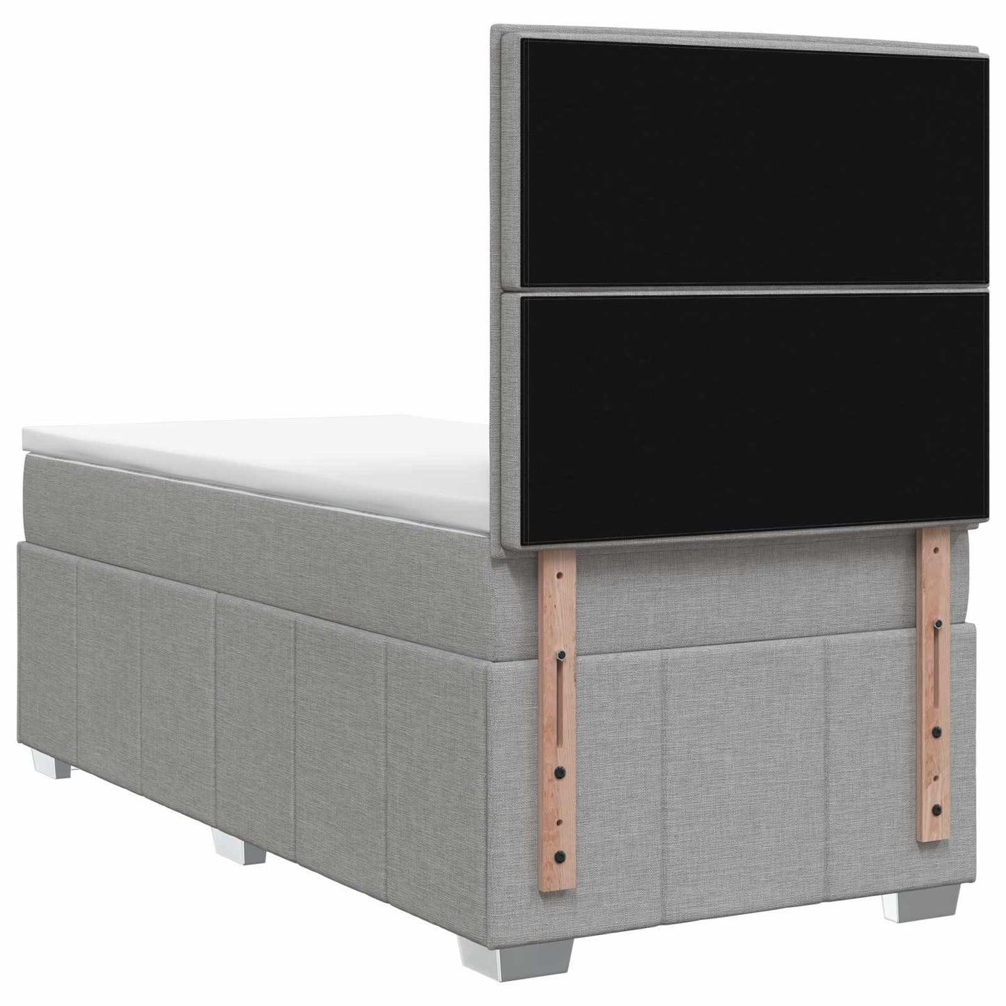 LED Boxspring Bed met Matras Lichtgrijs 90 x 200 cm Stof