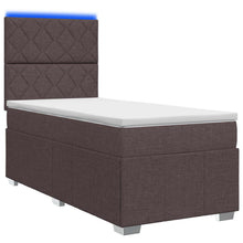 LED Boxspring Bed met Matras Donkerbruin 90 x 200 cm Stof