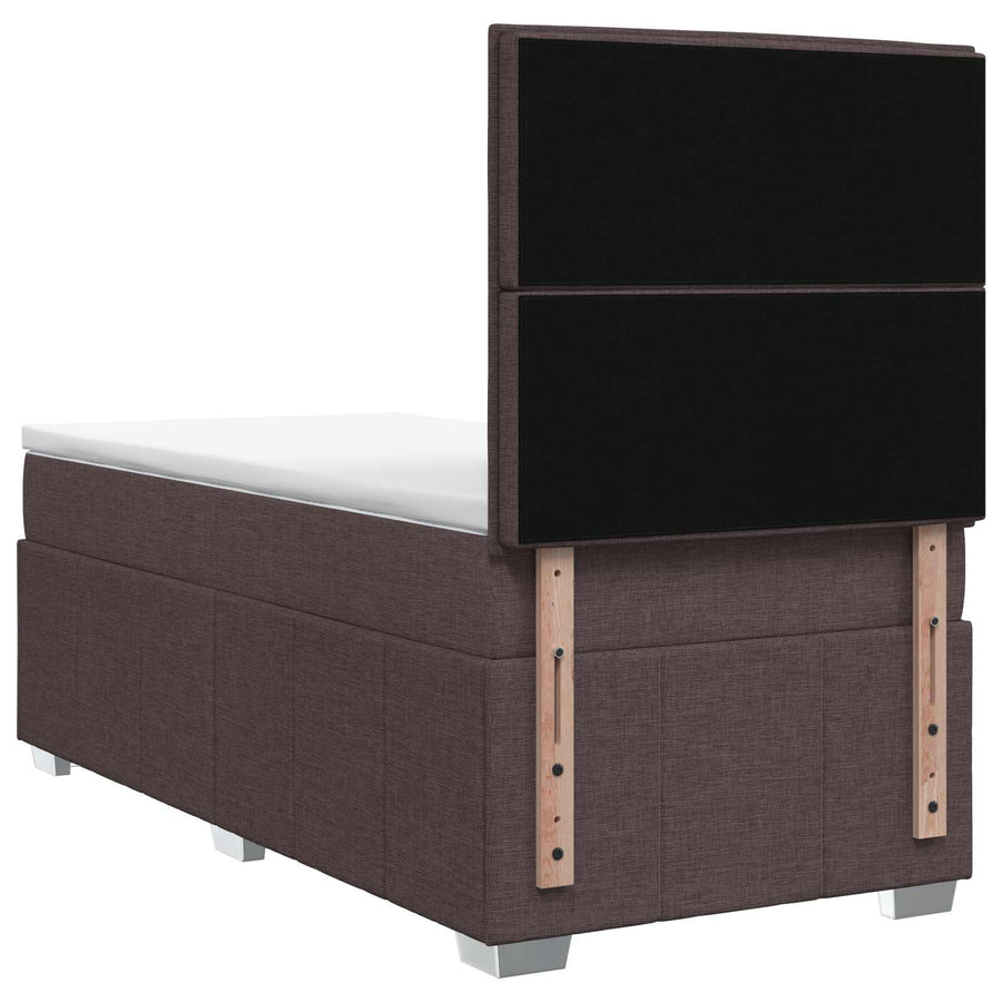 LED Boxspring Bed met Matras Donkerbruin 90 x 200 cm Stof
