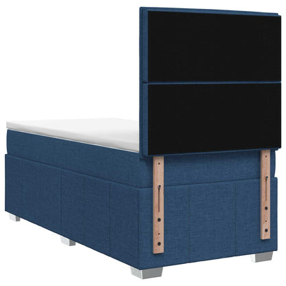 LED Boxspring Bed met Matras Blauw 90 x 200 cm Stof