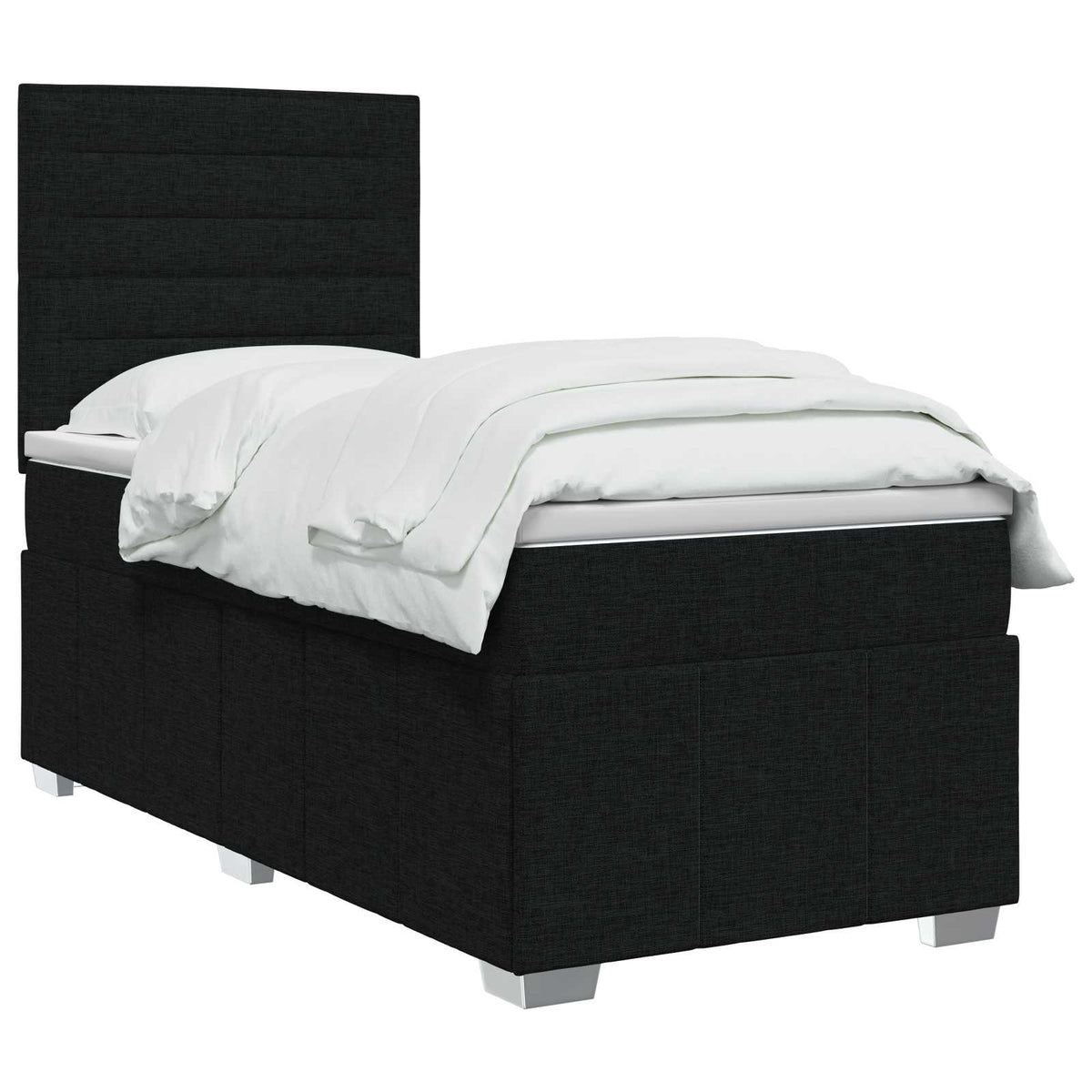 LED Boxspring Bed met Matras Zwart 100 x 200 cm Stof