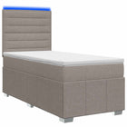 LED Boxspring Bed met Matras Taupe 100 x 200 cm Stof