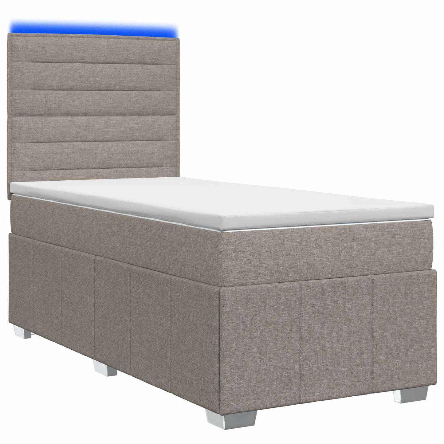 LED Boxspring Bed met Matras Taupe 100 x 200 cm Stof