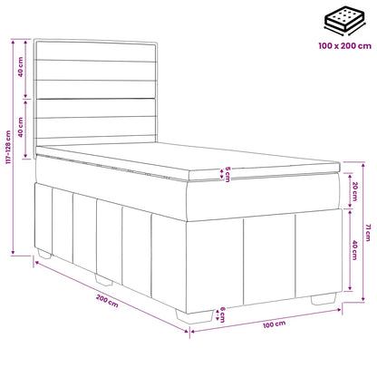LED Boxspring Bed met Matras Taupe 100 x 200 cm Stof