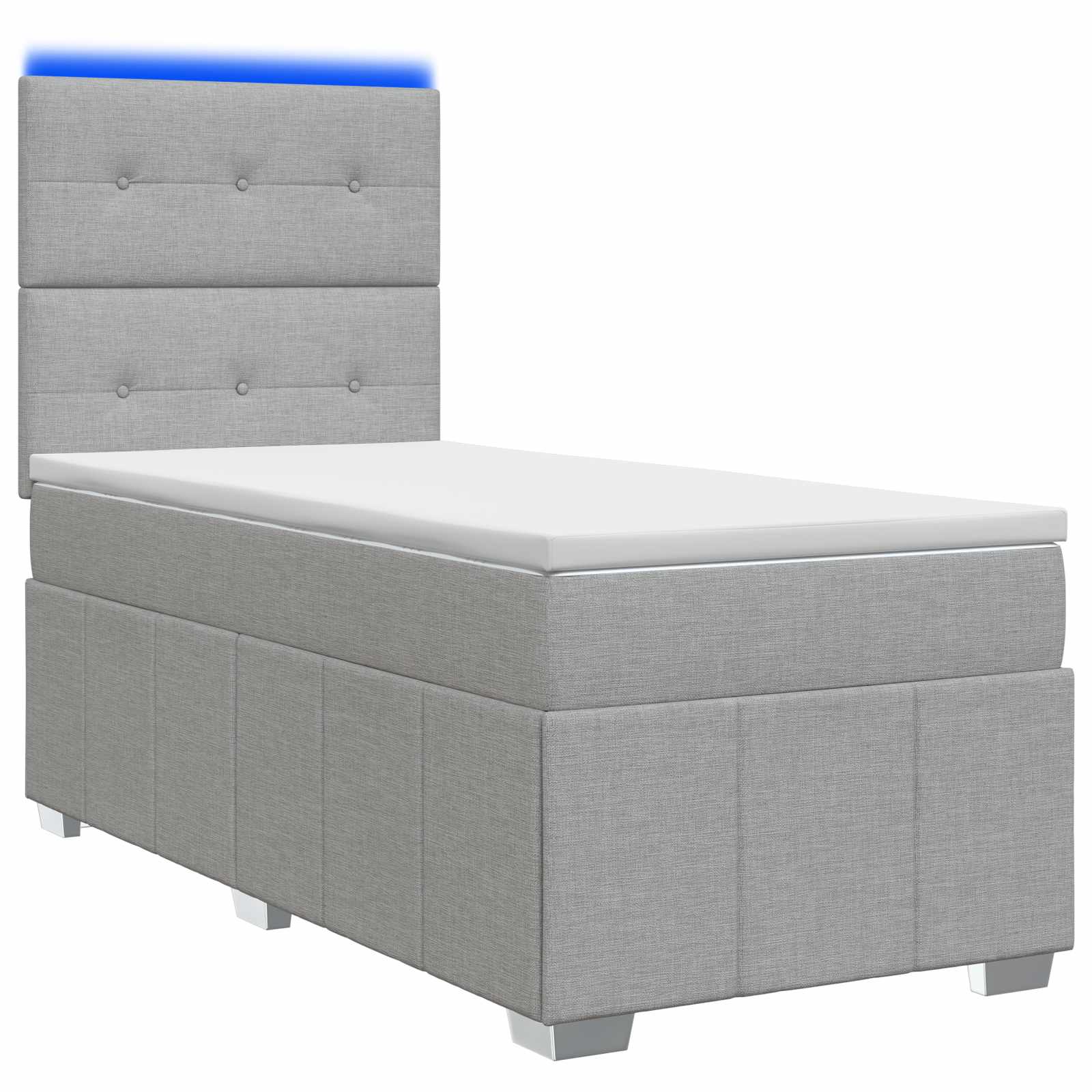 LED Boxspring Bed met Matras Lichtgrijs 100 x 200 cm Stof