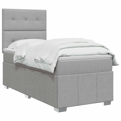 LED Boxspring Bed met Matras Lichtgrijs 100 x 200 cm Stof