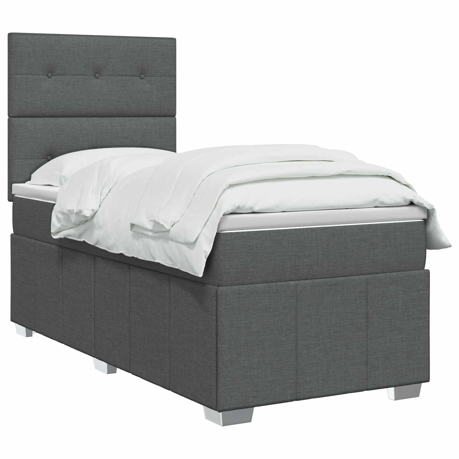 LED Boxspring Bed met Matras Donkergrijs 100 x 200 cm Stof