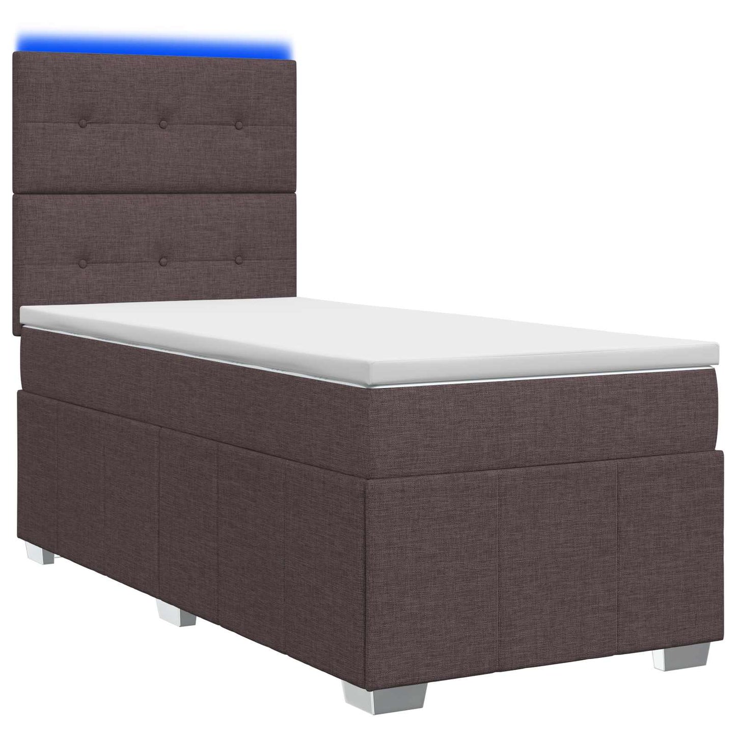 LED Boxspring Bed met Matras Donkerbruin 100 x 200 cm Stof