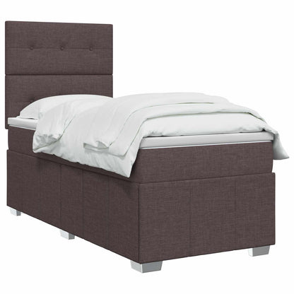 LED Boxspring Bed met Matras Donkerbruin 100 x 200 cm Stof