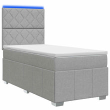 LED Boxspring Bed met Matras Lichtgrijs 100 x 200 cm Stof