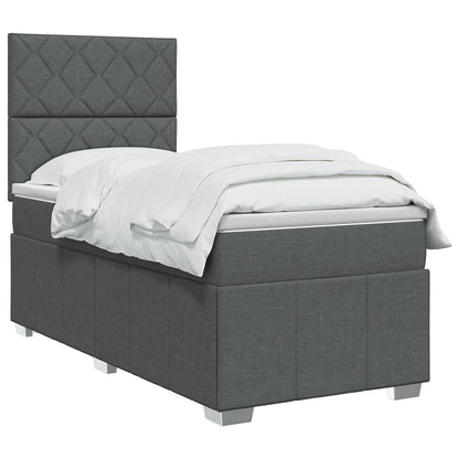 LED Boxspring Bed met Matras Donkergrijs 100 x 200 cm Stof