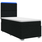 LED Boxspring Bed met Matras Zwart 100 x 200 cm Stof