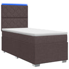 LED Boxspring Bed met Matras Donkerbruin 100 x 200 cm Stof