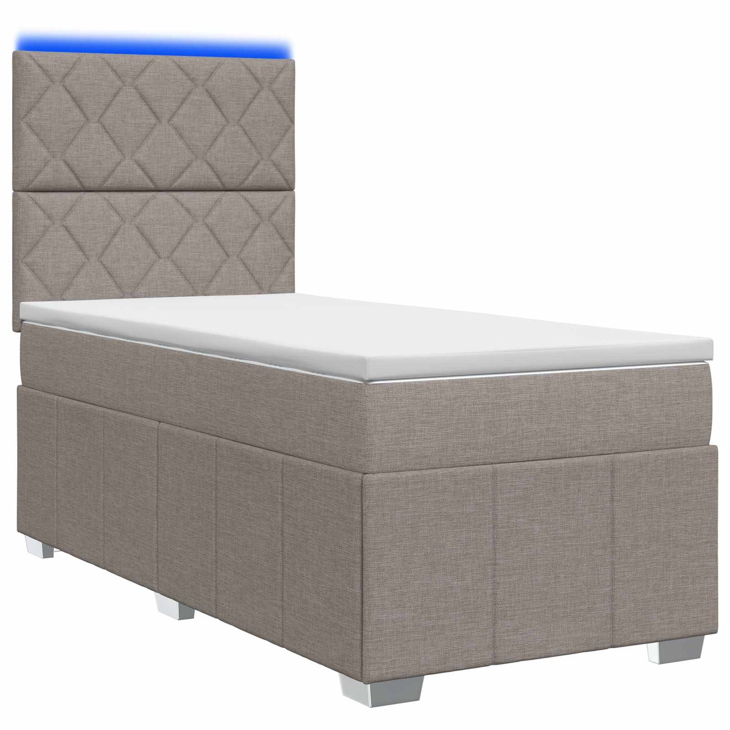 LED Boxspring Bed met Matras Taupe 100 x 200 cm Stof