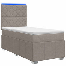 LED Boxspring Bed met Matras Taupe 100 x 200 cm Stof