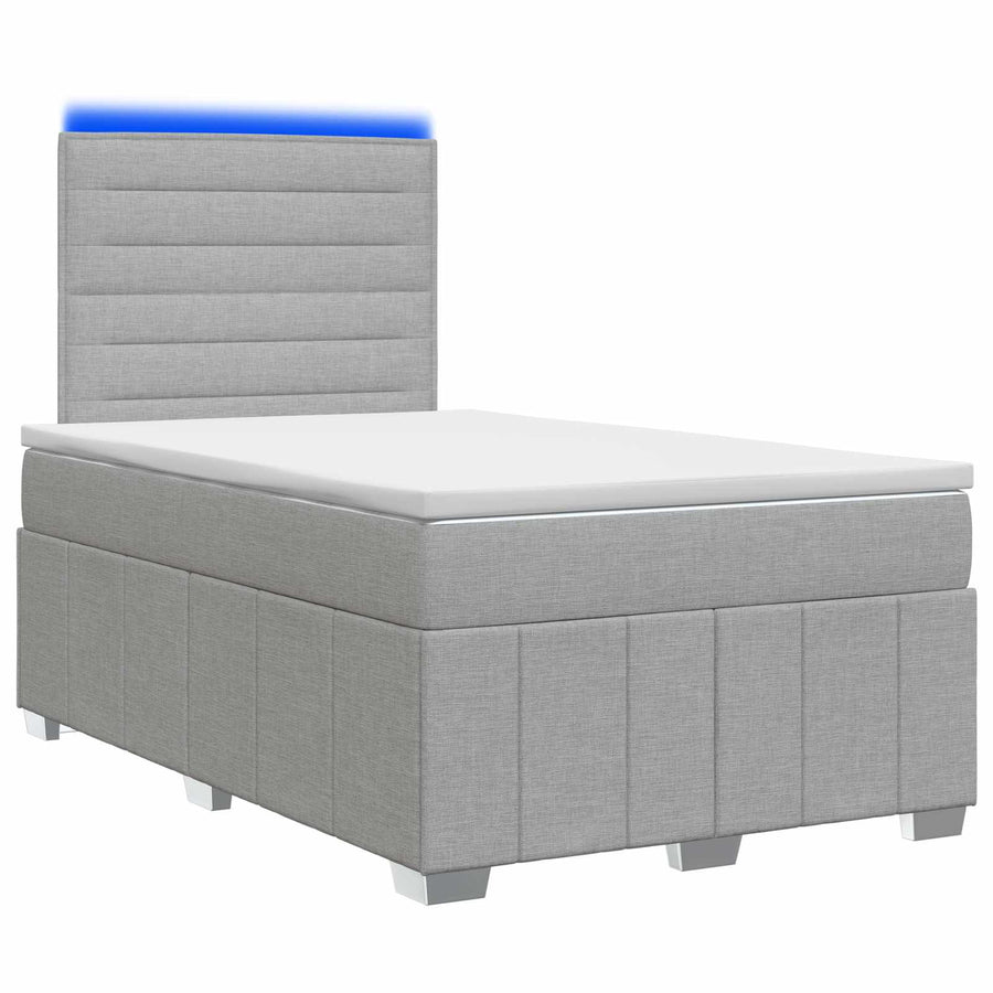 LED Boxspring Bed met Matras Lichtgrijs 120 x 190 cm Stof